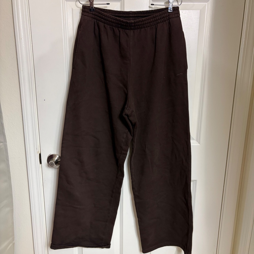 SKIMS Cotton Fleece Wide Leg Pant Espresso Brown Sweatpants Medium
